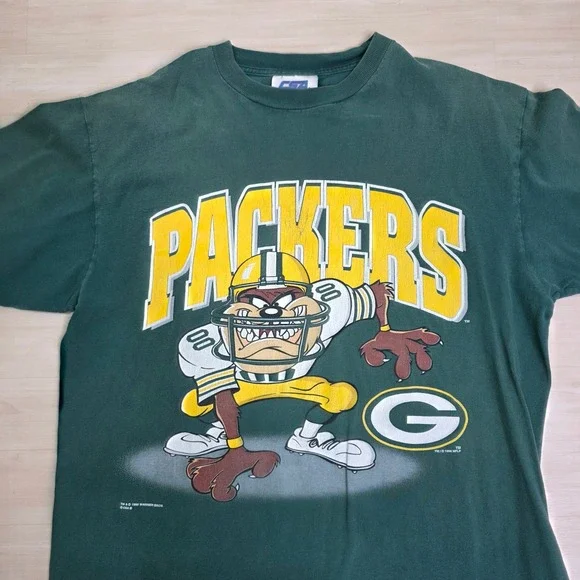 Vintage CSA Green Bay Packers Tazmanian Taz Devil T‎ Shirt Large CSA 1996